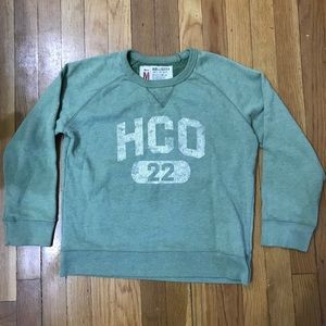 HOLLISTER LIGHT OLIVE CREW NECK GRAPHIC FLEECE. M